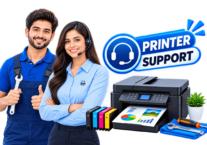 Technician providing printer repair service